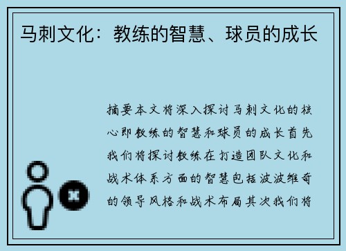 马刺文化：教练的智慧、球员的成长